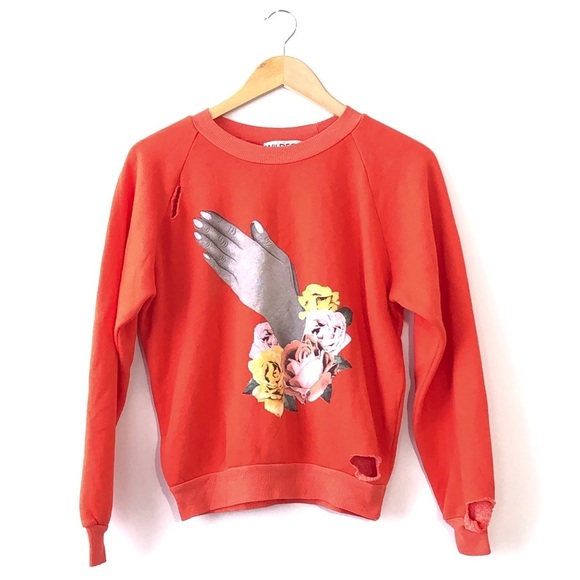 NWT Wildfox Living On A Prayer Thrash Slashed Sweatshirt Sweater Too S - Picture 3 of 9